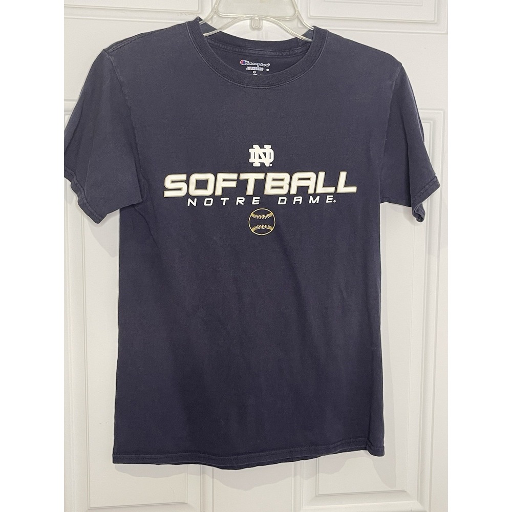 Notre Dame Softball T Shirt Women's Small Navy Blue Champion Fighting Irish